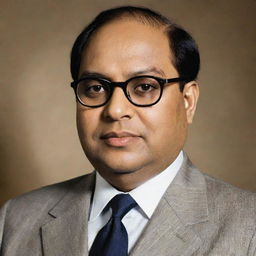 A formal portrait of Dr. B.R. Ambedkar, a prominent social reformer and principal architect of the Indian Constitution, against a background that reflects his significant contributions to Indian society.