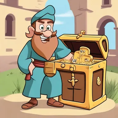 In the cartoon show, the character found a hidden treasure chest filled with byzants.
