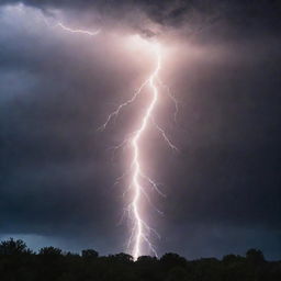 A dramatic rain shower filled with bright, crackling lightning bolts cutting through the darkened sky.