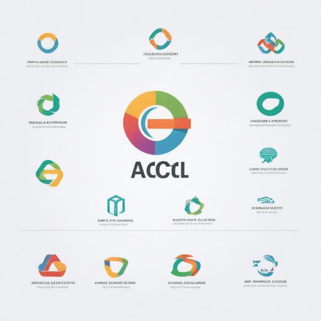 Create a graphic design featuring the team name 'Acl'. The design should visually represent the disciplines of programming in Python, C++, and JavaScript but not Java or Web Design, along with Excel, PowerPoint, and Word capabilities. The design itself should be suited for presentations, spreadsheets, and research documentation.