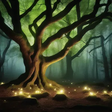 In the fantasy world, the ancient forest is said to be home to a mystical reseau of luminous plants that light up the night.