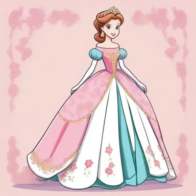 In the cartoon, the princess's dress was adorned with a beautiful reseau pattern.