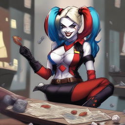 Create an image of Harley Quinn in a Dungeons & Dragons setting