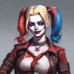 Create an image of Harley Quinn in a Dungeons & Dragons setting