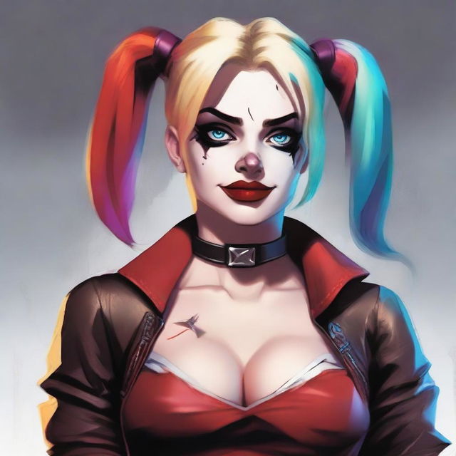 Create an image of Harley Quinn in a Dungeons & Dragons setting