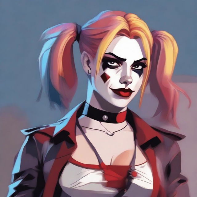 Create an image of Harley Quinn in a Dungeons & Dragons setting