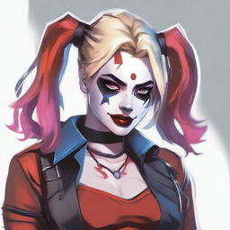 Create an image of Harley Quinn in a Dungeons & Dragons setting