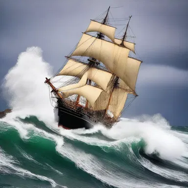 During the stormy seas, the sailors battled against the churning waves as they crossed the treacherous Cape of Good Hope.