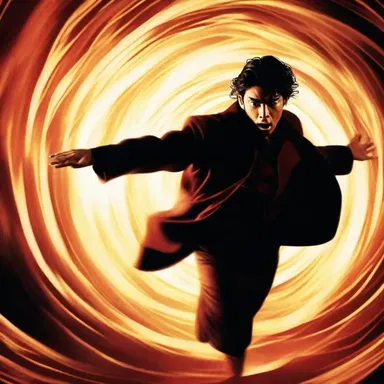 In the dramatic climax of the movie, the hero found himself trapped in a churning vortex of swirling energy.
