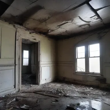 As the storm ravaged the abandoned house, the flickering current electricity created an eerie atmosphere.