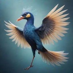 An imaginative creature that's a fusion of a bird and a fish, possessing the grace of a bird's feathers and wings with the mystery of a fish's gills.