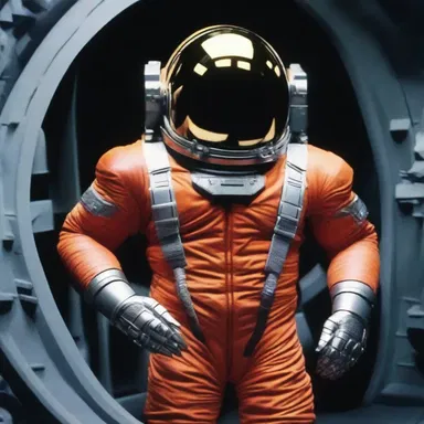 In the science fiction movie, the fanfare played as the hero entered the spacecraft.