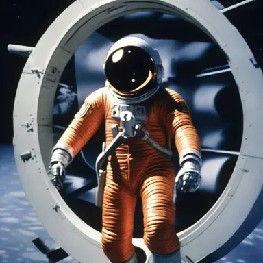 In the science fiction movie, the fanfare played as the hero entered the spacecraft.