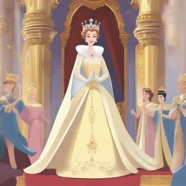 During the coronation ceremony in the fantasy kingdom, a fanfare announced the arrival of the new queen.