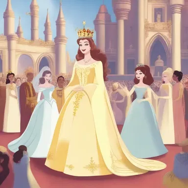 During the coronation ceremony in the fantasy kingdom, a fanfare announced the arrival of the new queen.