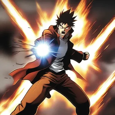 During the intense battle scene, the protagonist shouted out his signature attack, unleashing a powerful blast of energy.