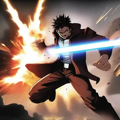 During the intense battle scene, the protagonist shouted out his signature attack, unleashing a powerful blast of energy.