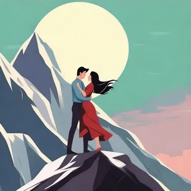 In the climactic scene, the heroine climbed to the top of the mountain and shouted out her declaration of love for the hero.