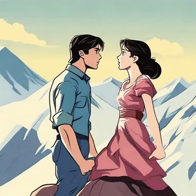 In the climactic scene, the heroine climbed to the top of the mountain and shouted out her declaration of love for the hero.