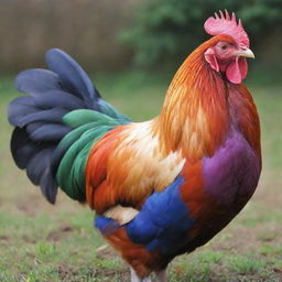 Shamo breed hen displaying vibrant, vivid colours