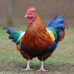 Shamo breed hen displaying vibrant, vivid colours