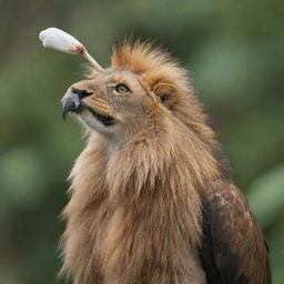 A bird with the distinct feature of a lion's tooth, making it an intriguing blend of the avian and the wild.