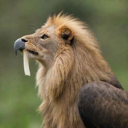 A bird with the distinct feature of a lion's tooth, making it an intriguing blend of the avian and the wild.