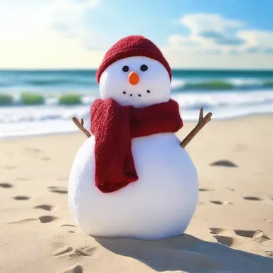 Why did the snowman bring a scarf to the beach? Because he heard there would be unseasonable sun and wanted to look cool!