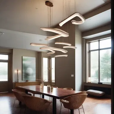 The lamper eel-inspired light fixtures added a unique and modern touch to the room's design.