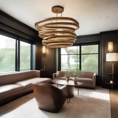 The lamper eel-inspired light fixtures added a unique and modern touch to the room's design.