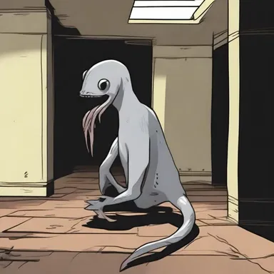 The protagonist was terrified when they discovered a lamper eel-like creature lurking in the dark basement.