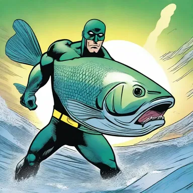 In the comic book, the superhero battled a villainous sea bass with superhuman strength.