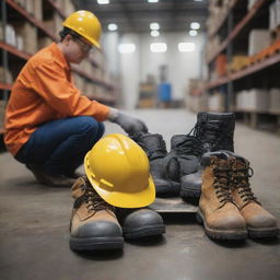 A metal-based company prioritizing safety, featuring K3 safety equipment such as helmets, gloves, safety boots, and safety goggles in an industrial setting