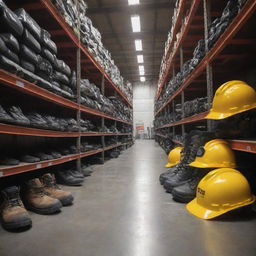 A metal-based company prioritizing safety, featuring K3 safety equipment such as helmets, gloves, safety boots, and safety goggles in an industrial setting