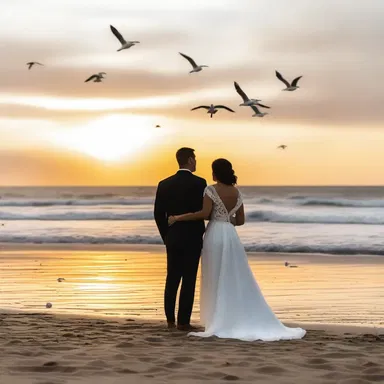 As the sun set over the beach, the couple listened to the distant caw of seagulls, adding a touch of romance to their evening.