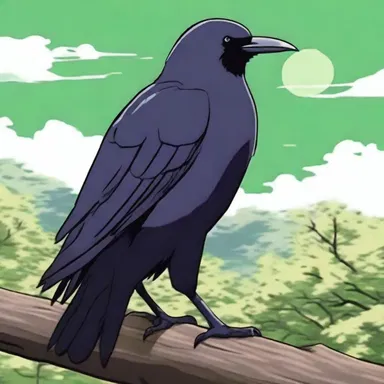 In the anime series, the protagonist's familiar was a talking crow named Kuro, who would often caw to communicate important information.