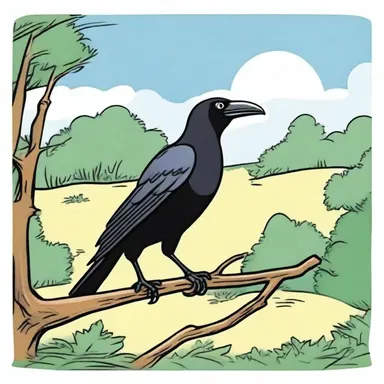 In the cartoon, the mischievous crow would often caw loudly to scare the other characters.