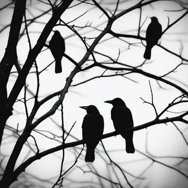 In the horror movie, the ominous black birds perched on the trees would caw as a sign of impending danger.