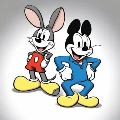The likeness of Bugs Bunny and Mickey Mouse in the cartoons is uncanny.