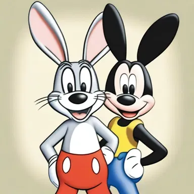 The likeness of Bugs Bunny and Mickey Mouse in the cartoons is uncanny.