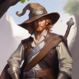 A beautifully painted Dungeons and Dragons portrait of a sandy-haired human bard