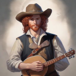 A beautifully painted Dungeons and Dragons portrait of a sandy-haired human bard