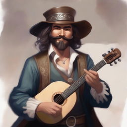 A painted Dungeons and Dragons portrait of a human bard