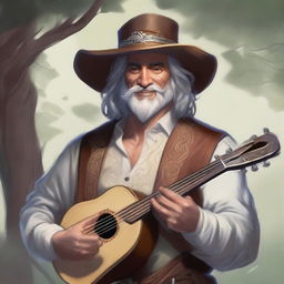 A painted Dungeons and Dragons portrait of a human bard