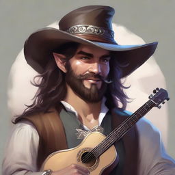 A painted Dungeons and Dragons portrait of a human bard