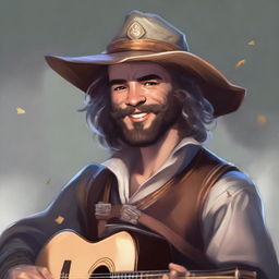 A painted Dungeons and Dragons portrait of a human bard