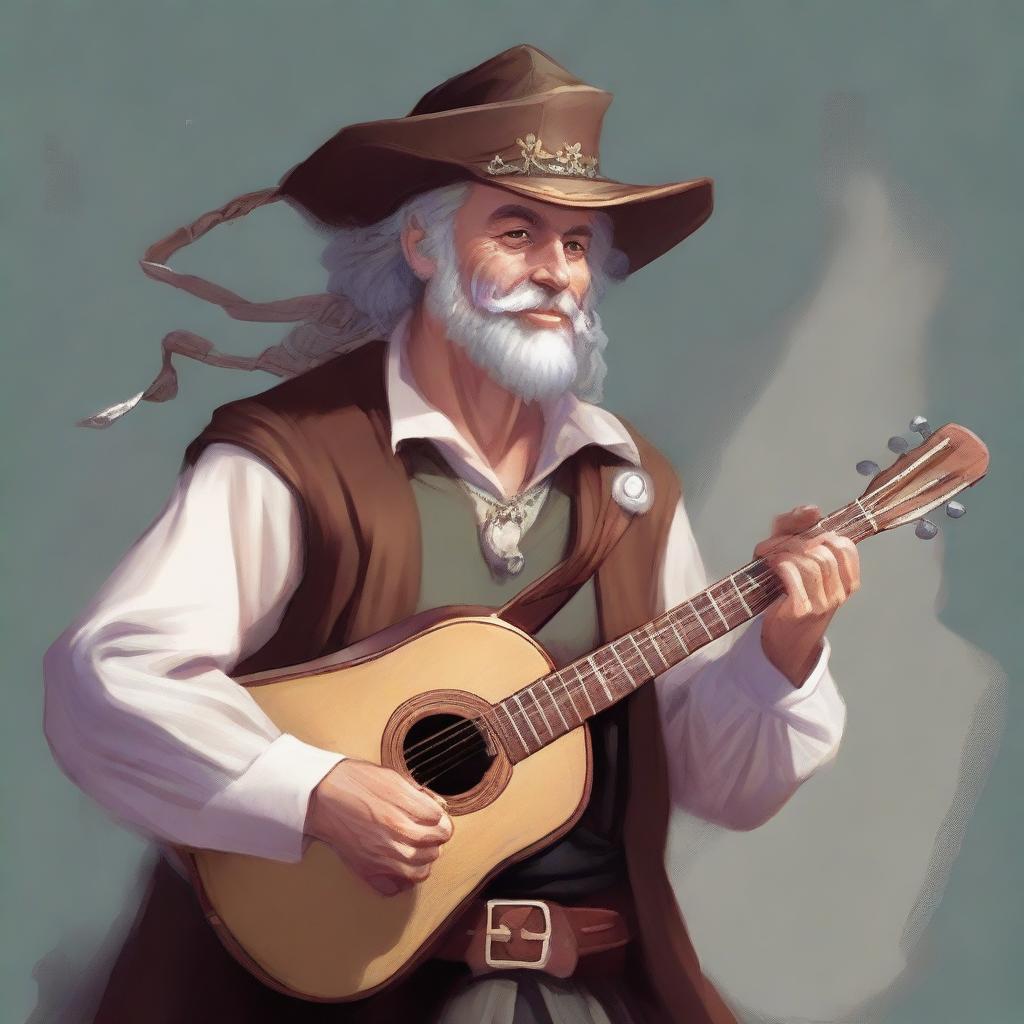 A painted Dungeons and Dragons portrait of a human bard