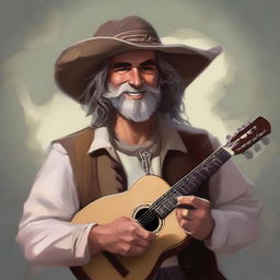 A painted Dungeons and Dragons portrait of a human bard