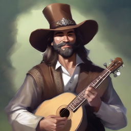 A painted Dungeons and Dragons portrait of a human bard