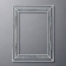 A minimalist, elegant vector drawing of a thin one-line picture frame, silver in color, adorned with sparkling jewels, in a neo art deco style